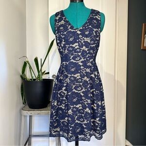 Vince Camuto Dress navy blue lace size 6